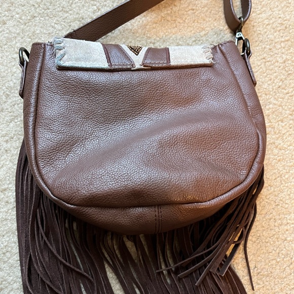 Idyllwind Brown and Cream Crossbody Bag with Fringe - Picture 5 of 9
